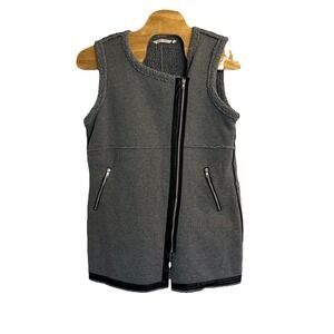 Soft Surroundings Sherpa Lined Moto Vest With Leather And Zipper Accents Size XL
